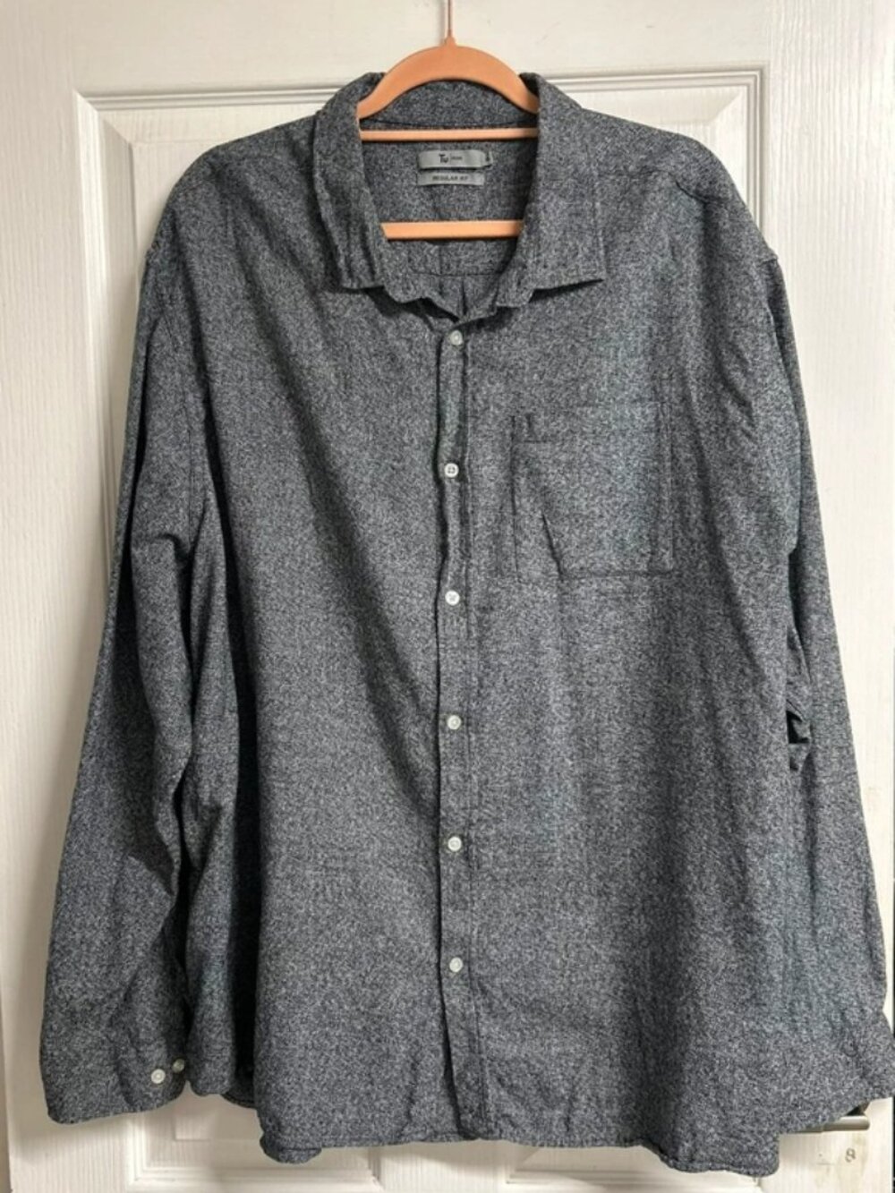 Tu Man Grey Speckled Long Sleeve Button Up Shirt Size 3XL